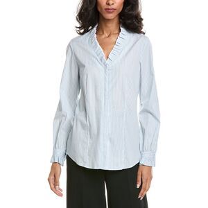 Anne Klein Womens Ruffle Shirt, Blue